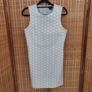 ◇ Theory Mayberry Haze Jacquard Sleeveless Shift Dress Gray and White Size 10
